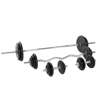 Produktfoto för Gorilla Sports Skivstång CurlstångHantlar GUMMI - 108kg