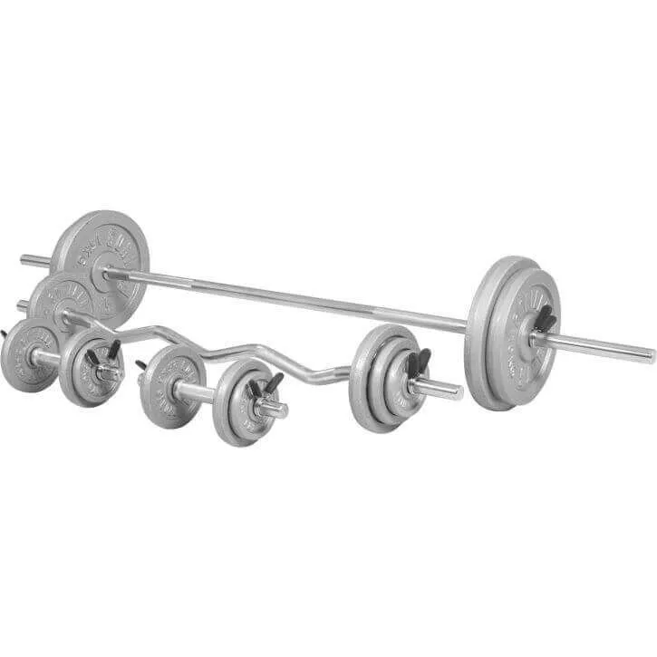 Bild 1 för Gorilla Sports Skivstång CurlstångHantlar IRON - 108kg