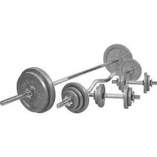 Produktfoto för Gorilla Sports Skivstång CurlstångHantlar IRON - 108kg