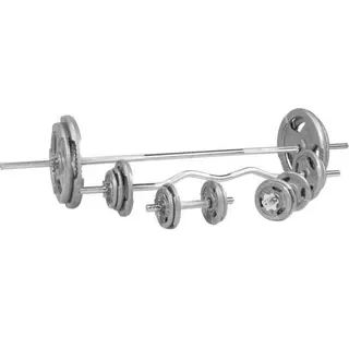Produktfoto för Gorilla Sports Skivstång CurlstångHantlar TRIGRIP Gjutjärn - 108kg