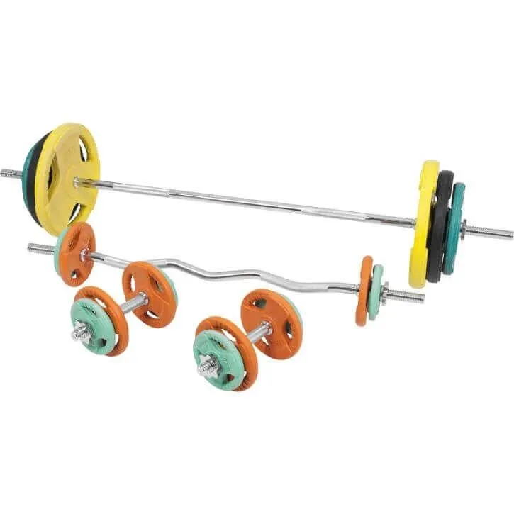 Bild 1 för Gorilla Sports Skivstång CurlstångHantlar Trigrip S -108kg