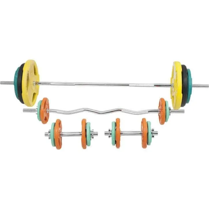 Bild 2 för Gorilla Sports Skivstång CurlstångHantlar Trigrip S -108kg