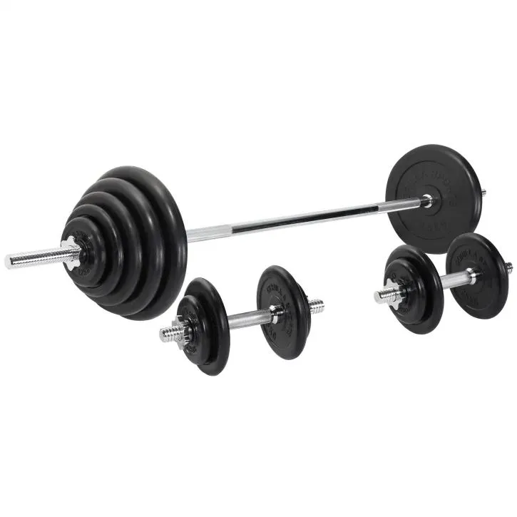 Bild 1 för Gorilla Sports Skivstång Hantlar GUMMI - 100kg