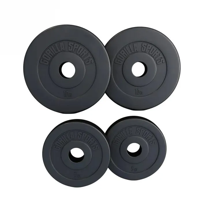 Bild 1 för Gorilla Sports Viktskivor BASIC Cement 51mm - 2x10kg 2x5kg