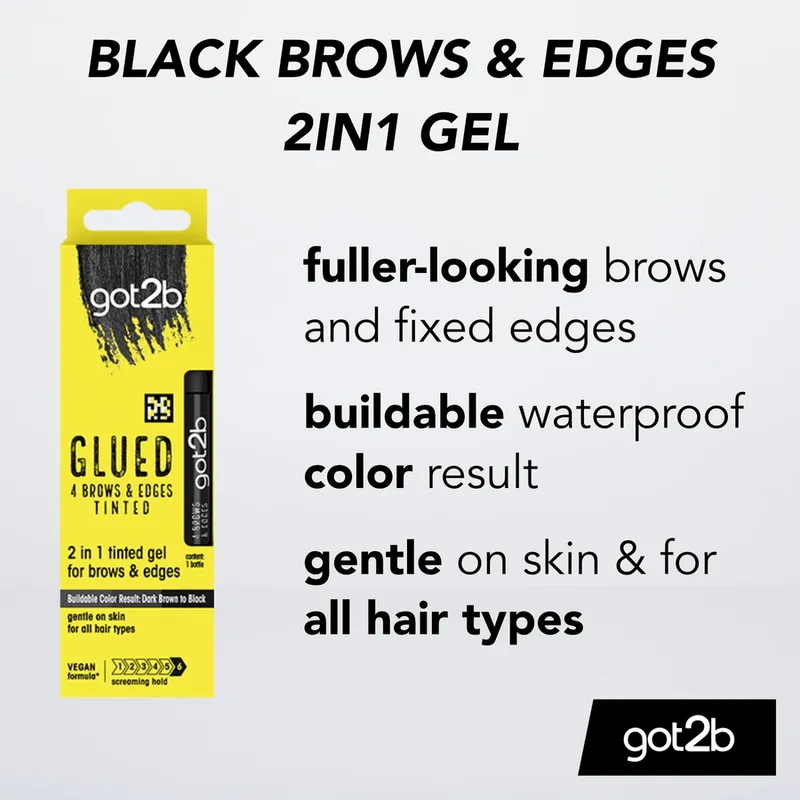 Bild 3 för Got2b got2b Glued 4 Brows & Edges Pigmenterad Gel 2-i-1 Svart 16 ml