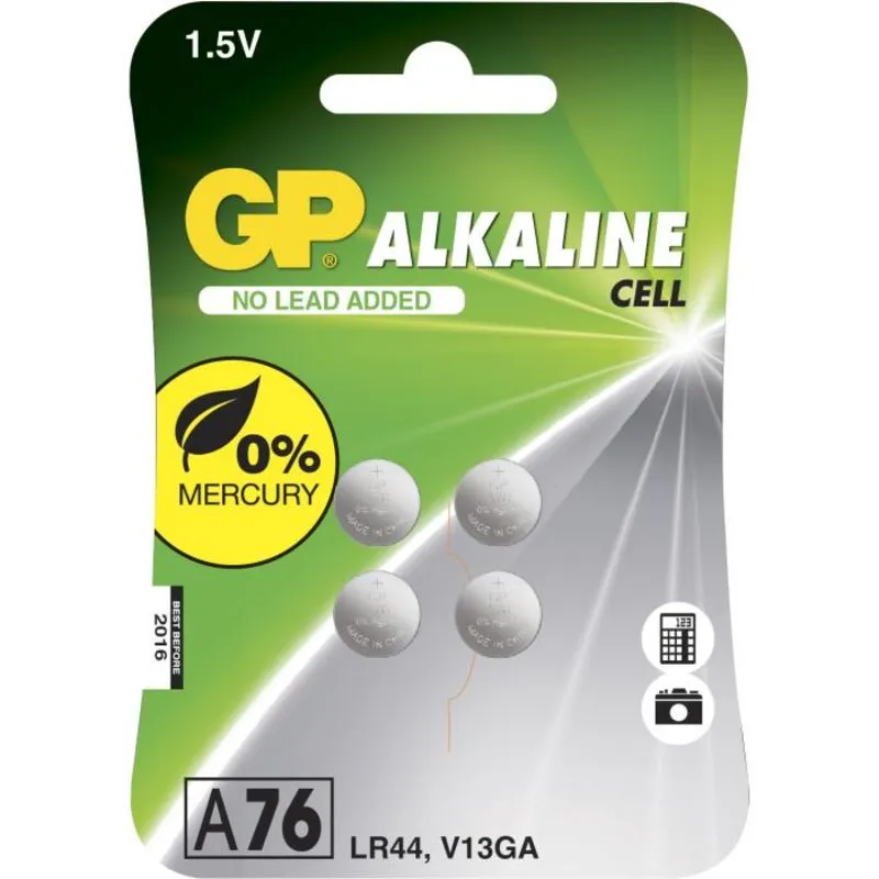 Bild 1 för GP A76 - Batteri 4 x LR44 - alkaliskt