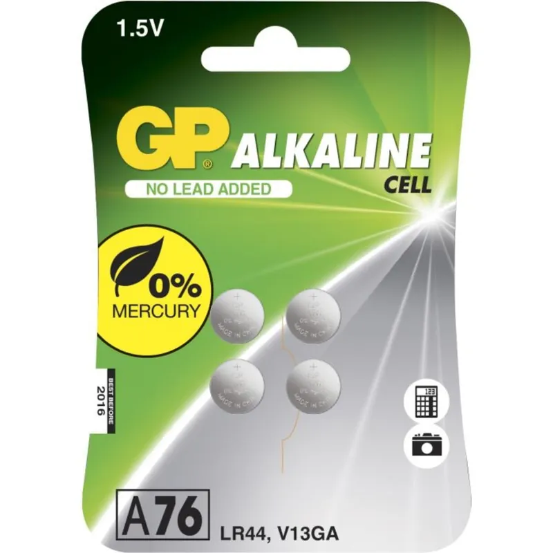 Bild 2 för GP A76 - Batteri 4 x LR44 - alkaliskt