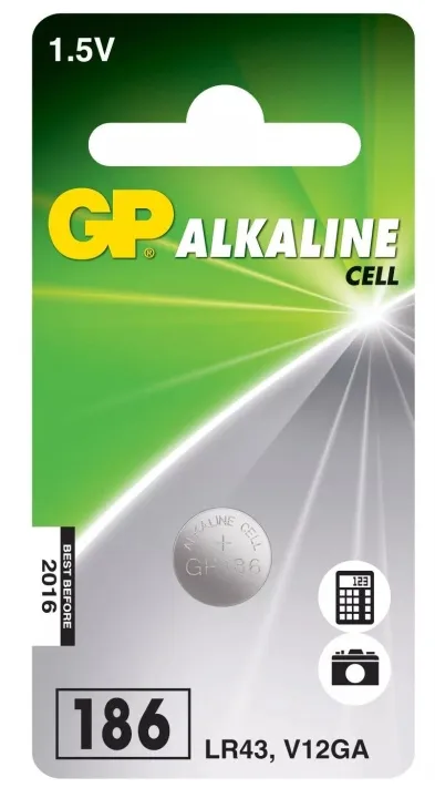 Alternativ bild 0 för GP Batteries Alkaline Cell 186, Single-use battery, Alkalisk, 1,5 V, 1 styck, Rostfritt stål, 4,2 mm