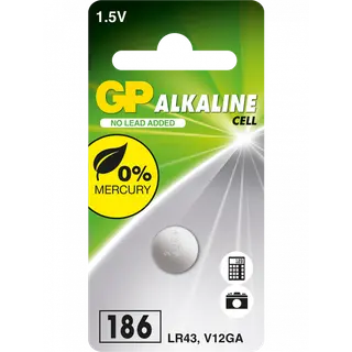Produktfoto för GP Batteries Alkaline Cell 186, Single-use battery, Alkalisk, 1,5 V, 1 styck, Rostfritt stål, 4,2 mm