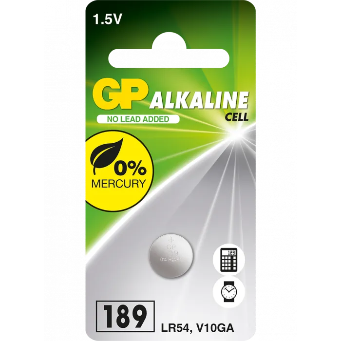 Alternativ bild 0 för GP Batteries Alkaline Cell 189, Engångsbatteri, Alkalisk, 1,5 V, 1 styck, Rostfritt stål, 3,05 mm