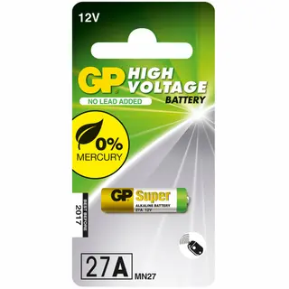 Produktfoto för GP Batteries High Voltage 27A, Single-use battery, Alkalisk, Cylindrisk, 12 V, 1 styck, Multifärg