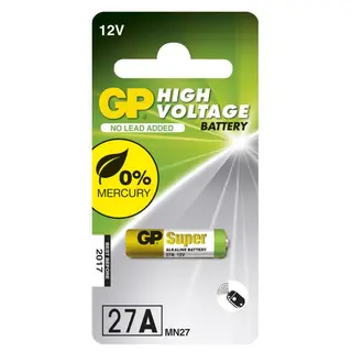 Produktfoto för GP Batteries High Voltage 27A, Single-use battery, Alkalisk, Cylindrisk, 12 V, 1 styck, Multifärg