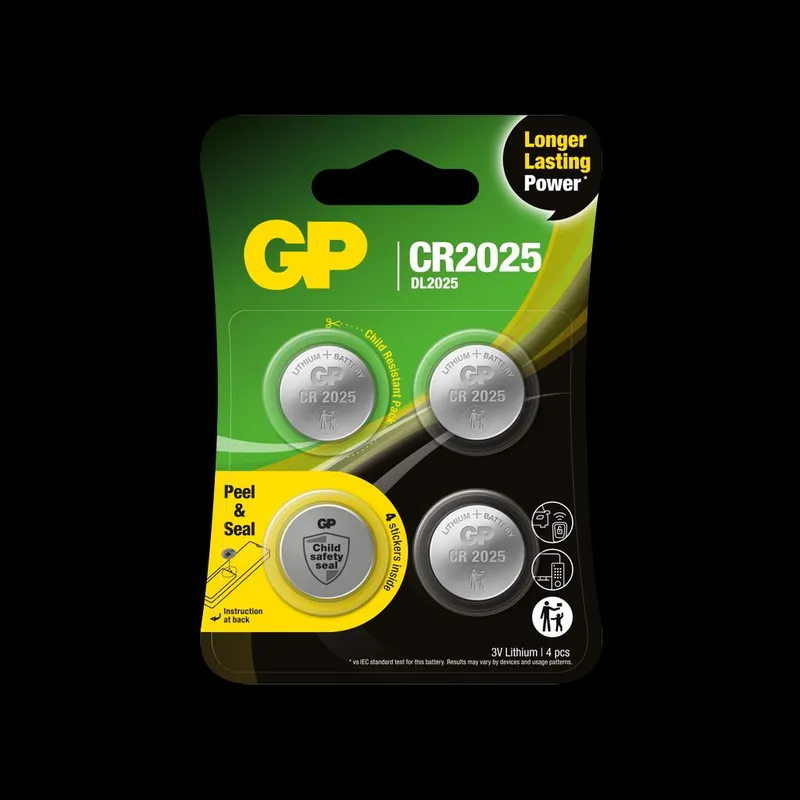 Alternativ bild 0 för GP Batteries knappcell Litium CR2025 4-pack