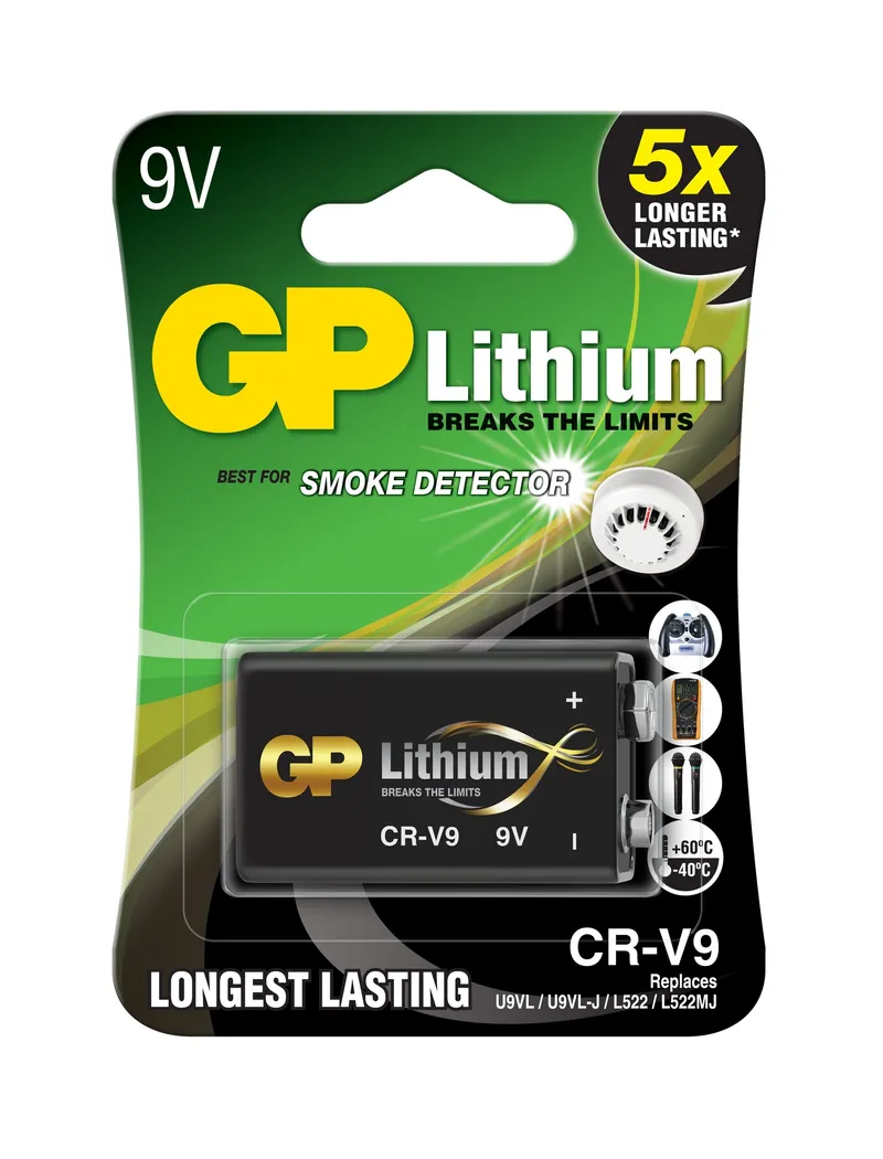 Bild 2 för GP Batteries Lithium CR-V9, Engångsbatteri, 9V, Litium, 9 V, 1 styck, Svart