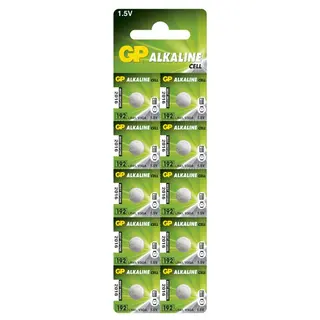 Produktfoto för GP Batteries LR41, Engångsbatteri, LR41, Alkalisk, 1,5 V, 10 styck, 24 mAh