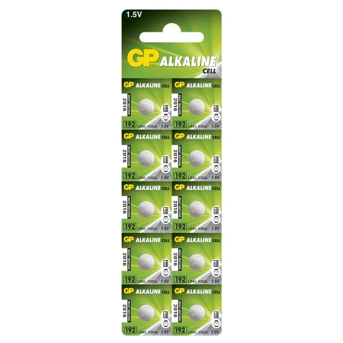 Alternativ bild 0 för GP Batteries LR41, Engångsbatteri, LR41, Alkalisk, 1,5 V, 10 styck, 24 mAh