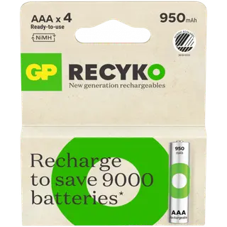 Produktfoto för GP Batteries ReCyko AAA-batteri 950mAh 4-pack