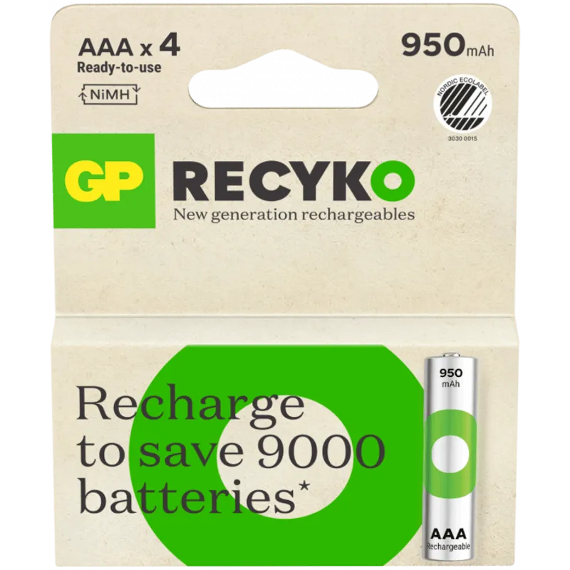 Bild 1 för GP Batteries ReCyko AAA-batteri 950mAh 4-pack
