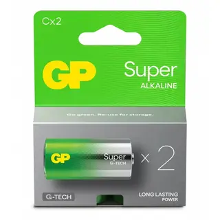 Produktfoto för GP Batteries Super Alkaline C-batteri 14A/LR14 2-pack