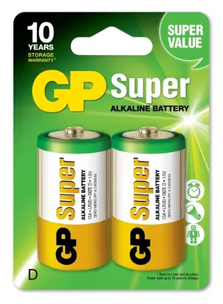 Produktfoto för GP Batteries Super Alkaline D batteri, 13A/LR20, 2-pak