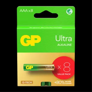 Produktfoto för GP Battery Ultra Alkaline AAA/LR03 8-pack