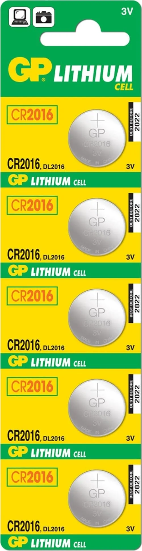 Alternativ bild 0 för GP knappcellsbatteri, Lithium, CR2016, 5-pack