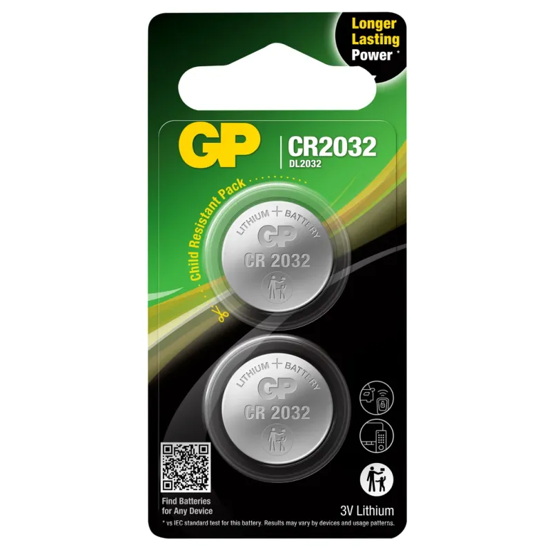 Alternativ bild 0 för GP Knappcellsbatteri Lithium CR2032 (2-pack)