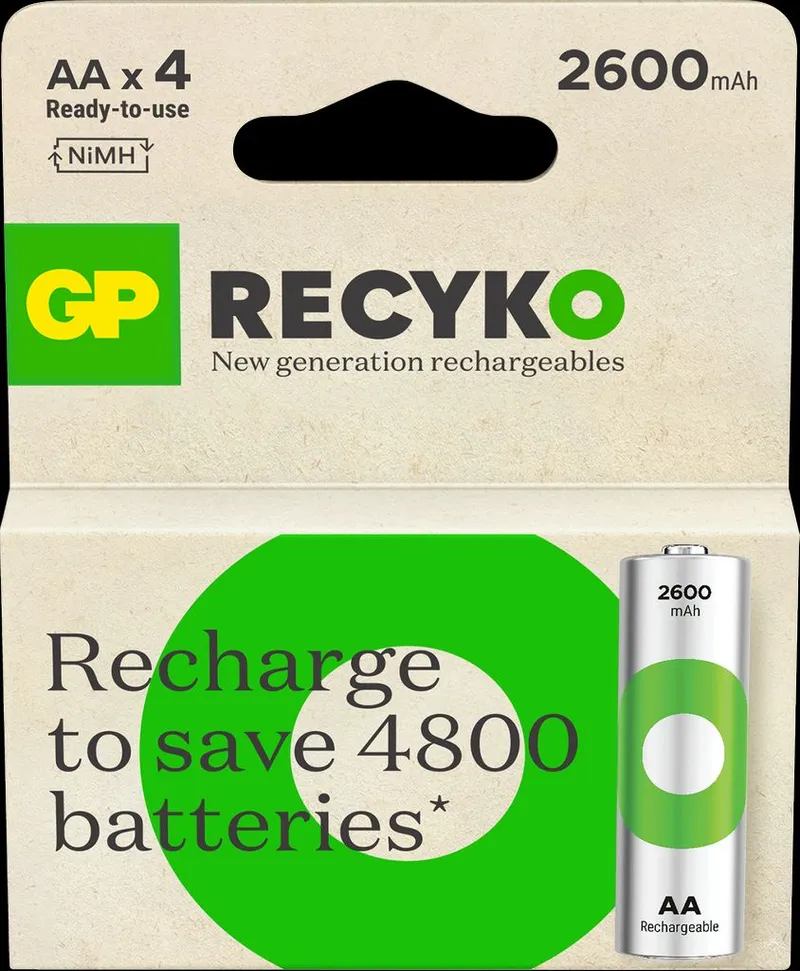 Alternativ bild 0 för Gp Recyko Aa-batteri 2600mah 4-pack