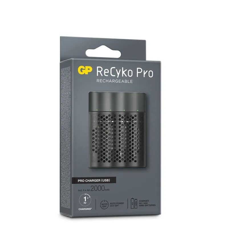 Alternativ bild 0 för GP ReCyko Pro Batteriladdare USB ink. 4 AA-batterier