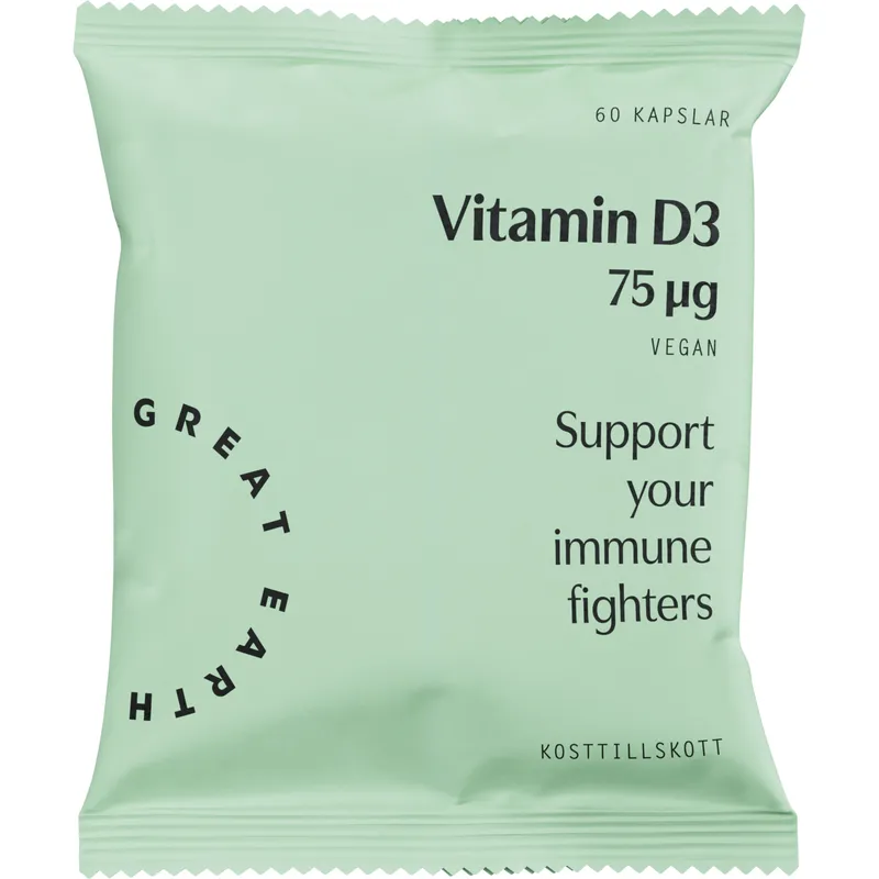 Bild 2 för Great Earth Vegansk Vitamin D3 75 μg Refill 60 kapslar