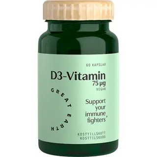 Produktfoto för Great Earth Vitamin D3 Vegan 3000 I.E 60 kapslar