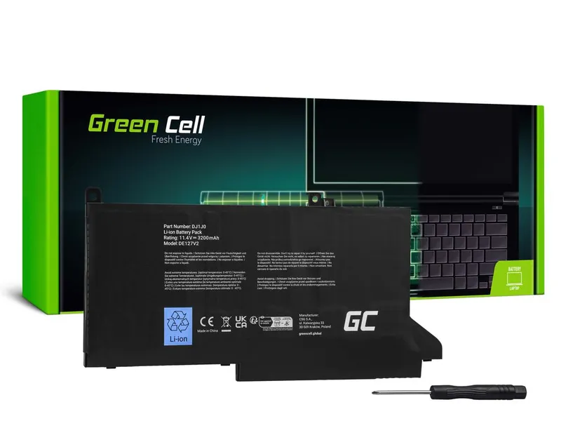 Alternativ bild 0 för Green Cell - Batteri för bärbar dator (likvärdigt med: Dell DJ1J0) - litiumpolymer - 3-cells - 2700 mAh - svart