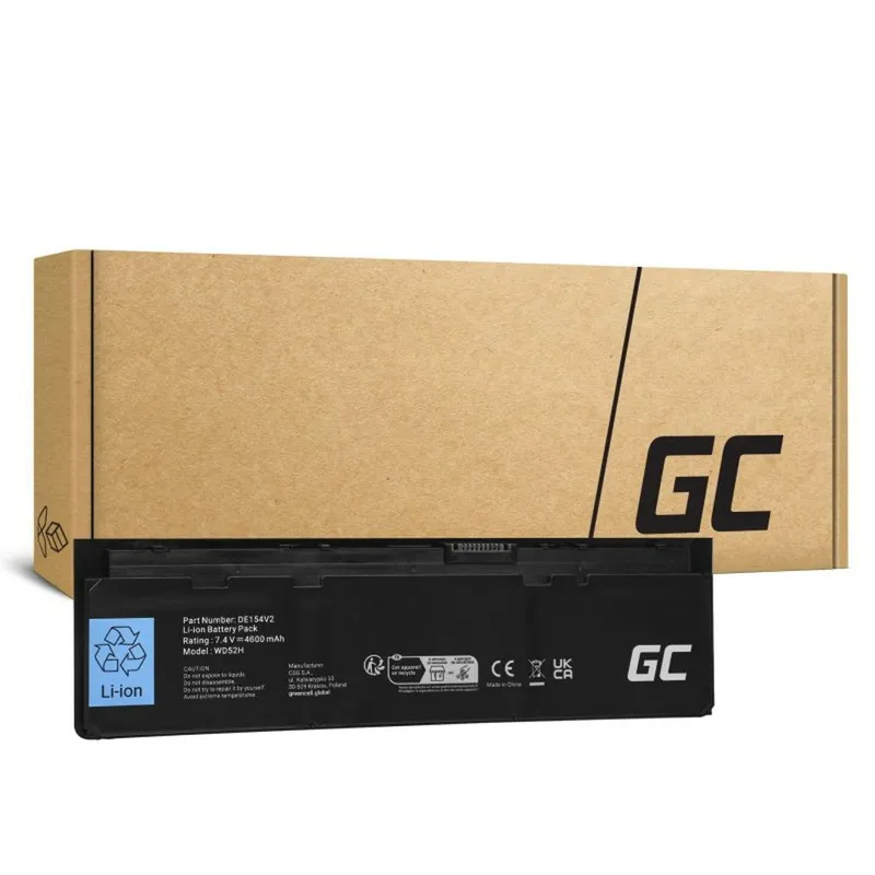 Alternativ bild 0 för Green Cell - Batteri för bärbar dator (likvärdigt med: Dell WD52H, Dell VFV59) - litiumpolymer - 4-cells - 4600 mAh - svart