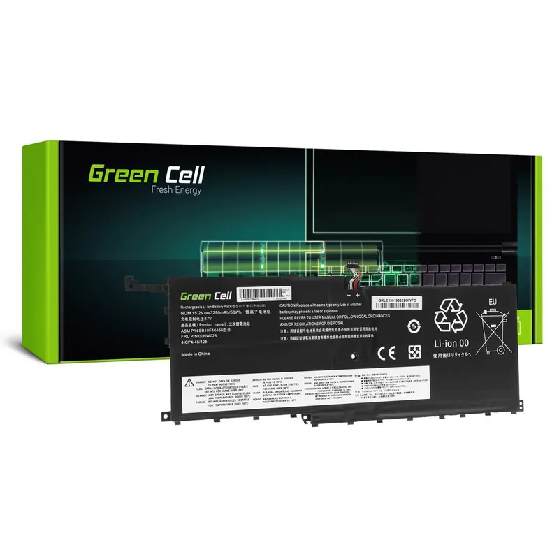 Alternativ bild 0 för Green Cell - Batteri för bärbar dator (likvärdigt med: Lenovo 00HW028) - litiumpolymer - 3200 mAh - svart - för Lenovo ThinkPad X1 Carbon (4th Gen)  X1 Yoga (1st Gen)  X1 Yoga (2nd Gen)