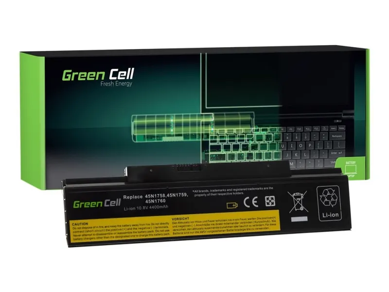 Alternativ bild 0 för Green Cell - Batteri för bärbar dator (likvärdigt med: Lenovo 45N1759, Lenovo 45N1758) - litiumjon - 6-cells - 4400 mAh - svart - för Lenovo ThinkPad E560 20EV, 20EW  E565 20EY  ThinkPad Edge E550 20DF, 20DG  E555 20DH