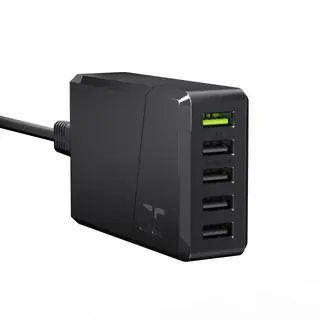 Produktfoto för Green Cell ChargeSource 5 - Strömadapter - 52 Watt - 2.4 A - Apple Fast Charge, GC Ultra Charge, Huawei Fast Charge, QC 3.0, AFC - 5 utdatakontakter (USB) - svart