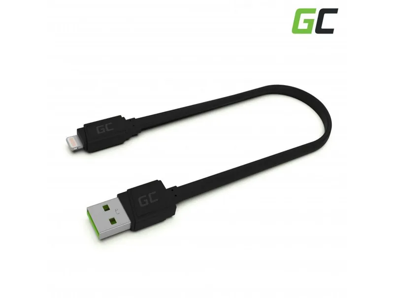 Alternativ bild 0 för Green Cell Flat Cable USB-A - Lightning, 25 cm, snabbladdning Apple 2.4A