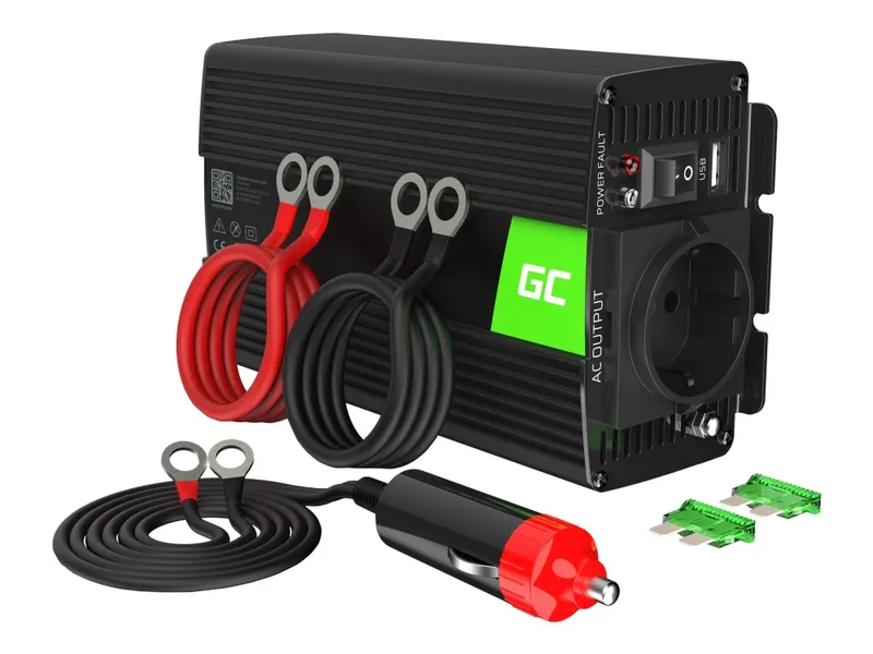 Alternativ bild 0 för Green Cell INV03DE - DC-AC-omriktare - DC 12 V - 500 Watt - Europa - svart