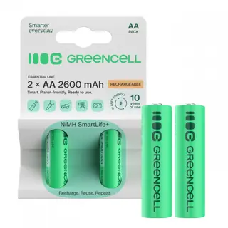 Produktfoto för Green Cell Laddningsbara AA Batterier 2600mAh, 1.2V, 2-pack