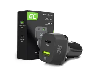 Produktfoto för Green Cell - Strömadapter för bil - 42 Watt - QC 3.0 - 2 utdatakontakter (USB, 24 pin USB-C) - svart