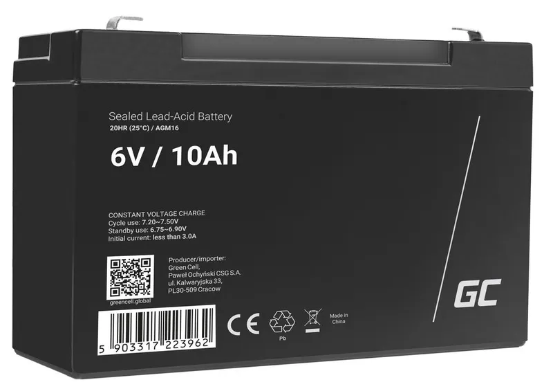 Alternativ bild 0 för Green Cell - UPS-batteri - 1 x batteri - Förseglat med blysyra (SLA) - 10 Ah - svart