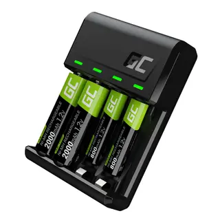 Produktfoto för Green Cell VitalCharger battery charger - 0.5 Watt - with 2 x AA NiMH 2000 mAh rechargeable batteries and 2 x AAA NiMH 800 mAh rechargeable batteries