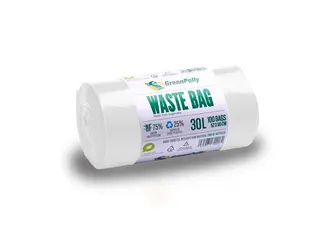 Produktfoto för GreenPolly Papperskorgspåse HDPE 30L 11my vit