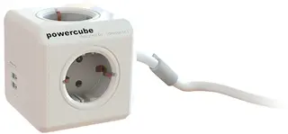 Produktfoto för GRENUTTAG POWERCUBE 4-V 1,5M SCHUKO + 2 USB + KABEL O FÄSTE | Beijerbygg Byggmaterial