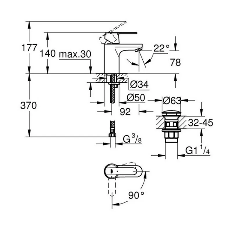 Bild 2 för GROHE 23586000, Badrumshandfat