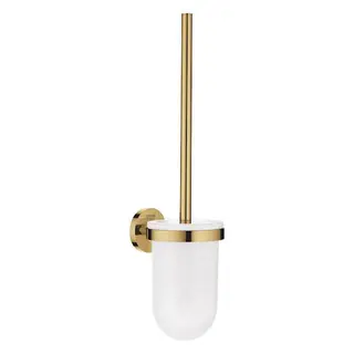 Produktfoto för Grohe Essentials väggmonterad toalettborste med glashållare - Polished Cool Sunrise