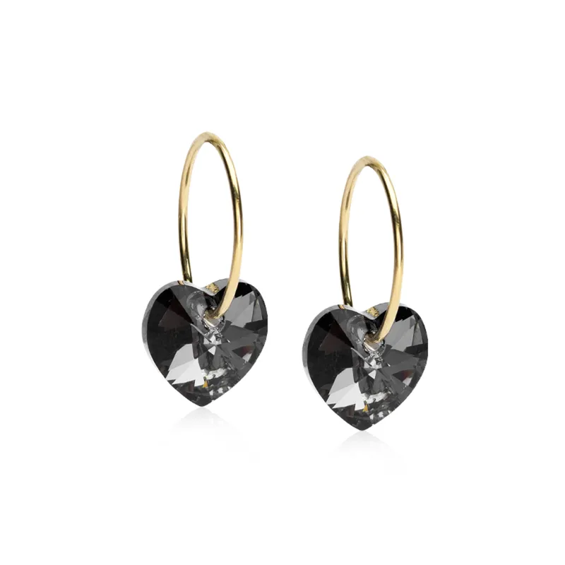Bild 2 för GT Ear Ring 14 mm, Heart 10 mm, Black diamond