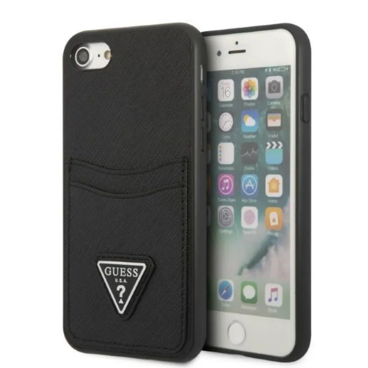 Alternativ bild 0 för Guess Etui Guess GUHCI8PSATPK Apple iPhone SE 2022/SE 2020/8/7 hardcase czarny/black hardcase Saffiano Triangle Logo Cardslot
