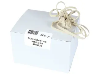 Produktfoto för Gummiband 100x5.0mm vita 0.5kg