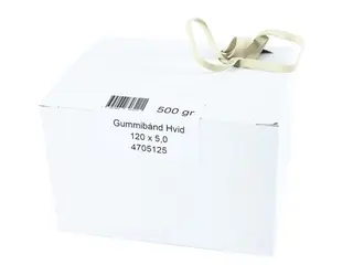 Produktfoto för Gummiband 120x5.0mm vita 0.5kg